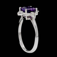 14K White Gold Estate Amethyst and Diamond Ring