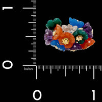 14K Yellow Gold Estate Multi-color Movable Flower Ring