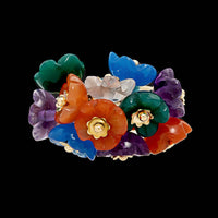 14K Yellow Gold Estate Multi-color Movable Flower Ring