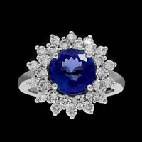 18K White Gold Estate Tanzanite and Diamond Ring