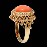 14K Yellow Gold Estate Coral Ring