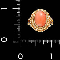 14K Yellow Gold Estate Coral Ring