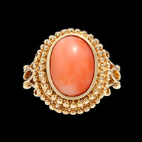 14K Yellow Gold Estate Coral Ring