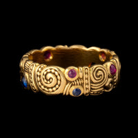 Alex Sepkus 18K Yellow Gold Estate Ruby and Sapphire Crowned Nautilus Ring
