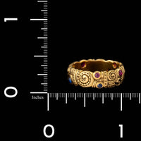 Alex Sepkus 18K Yellow Gold Estate Ruby and Sapphire Crowned Nautilus Ring