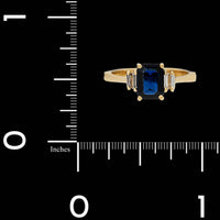 18K Yellow Gold Estate Sapphire and Diamond Ring
