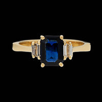 18K Yellow Gold Estate Sapphire and Diamond Ring
