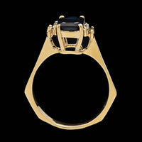 18K Yellow Gold Estate Sapphire and Diamond Ring