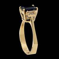 18K Yellow Gold Estate Sapphire and Diamond Ring