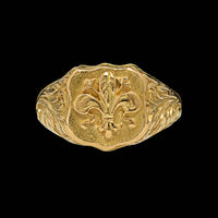 18K Yellow Gold Estate Fluer De Lis Signet Ring