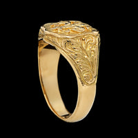 18K Yellow Gold Estate Fluer De Lis Signet Ring