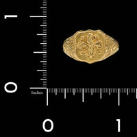 18K Yellow Gold Estate Fluer De Lis Signet Ring
