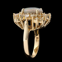 14K Yellow Gold Estate Opal and Diamond Ring