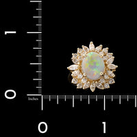 14K Yellow Gold Estate Opal and Diamond Ring