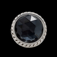 18K White Gold Estate Quartz and Diamond Ring