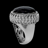 18K White Gold Estate Quartz and Diamond Ring