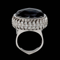 18K White Gold Estate Quartz and Diamond Ring