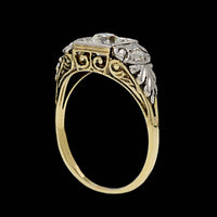 Antique 18K Yellow Gold and Platinum Estate Diamond Ring