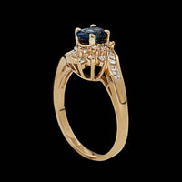 14K Yellow Gold Estate Sapphire and Diamond Ring