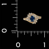 14K Yellow Gold Estate Sapphire and Diamond Ring