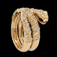 14K Yellow Gold Estate Diamond Snake Ring