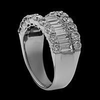 14K White Gold Estate Diamond Three Row Ring