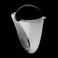 18K White Gold Estate Smoky Quartz and Diamond Ring