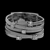 Marco Bicego 18K White Gold Estate Diamond Five Row Goa Ring