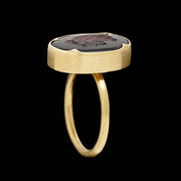 Gabriella Kiss 18K Yellow Gold Estate Garnet Intaglio Squirrel Ring