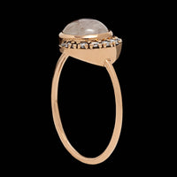 18K Rose Gold Estate Moonstone and Diamond Ring