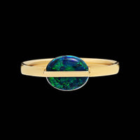 Januka 18K Yellow Gold Estate Black Opal Ring