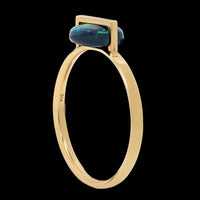 Januka 18K Yellow Gold Estate Black Opal Ring