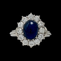 18K White Gold Estate Sapphire and Diamond Ring