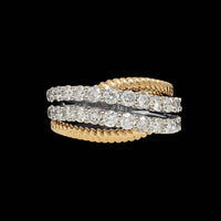 14K Two-tone Gold Estate Diamond Crossover Ring
