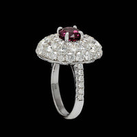 18K White Gold Estate Garnet and Diamond Ring