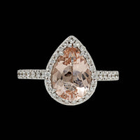 14K White Gold Estate Morganite and Diamond Ring