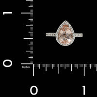 14K White Gold Estate Morganite and Diamond Ring