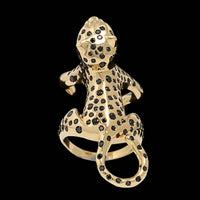 Jack Vartanian 18K Yellow Gold Estate Black Diamond Leopard Ring