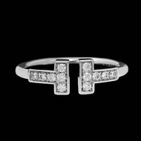 Tiffany & Co. 18K White Gold Estate Diamond "T" Wire Ring