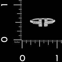Tiffany & Co. 18K White Gold Estate Diamond "T" Wire Ring