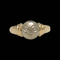 14K Two-tone Gold Estate Diamond Moon Face Ring