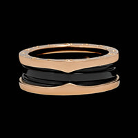 Bulgari 18K Rose Gold Estate B.zero1 Black Ceramic Ring