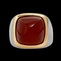 Fred of Paris 18K Two-tone Gold Estate Carnelian "Pain de Sucre" Ring