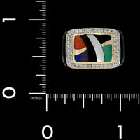 Asch Grossbardt 14K Yellow Gold Gemstone Inlay and Diamond Ring