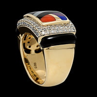 Asch Grossbardt 14K Yellow Gold Gemstone Inlay and Diamond Ring