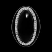 Casato 18K Yellow Gold Estate Onyx and Diamond Ring