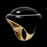 Casato 18K Yellow Gold Estate Onyx and Diamond Ring