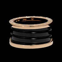 Bulgari 18K Rose Gold Estate B.zero1 Four Band Black Ceramic Ring
