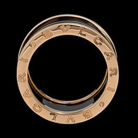 Bulgari 18K Rose Gold Estate B.zero1 Four Band Black Ceramic Ring