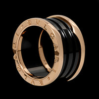 Bulgari 18K Rose Gold Estate B.zero1 Four Band Black Ceramic Ring